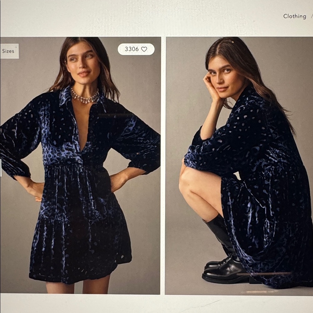 Anthropologie Maeve Bettina Velvet Tiered Mini Short Dress - Picture 10 of 10